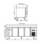 Vaiotec Topline Kühltisch / 4-fach GN1/1 mit 8 Schubladen & Aufkantung, 2245 x 700 mm – Bild 6