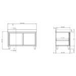 Vaiotec Topline Arbeitsschrank / 2 Schiebetüren & Aufkantung, 1500 x 600 mm – Bild 2