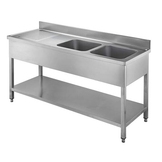 10441-1.jpg Vaiotec Topline Spültisch / 2 Becken rechts + Abtropffläche, 1400 x 600 mm – Bild 1
