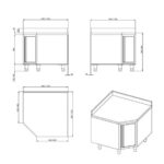Vaiotec Topline Eckarbeitsschrank / Flügeltür und Aufkantung, 1000 x 1000 mm – Bild 2