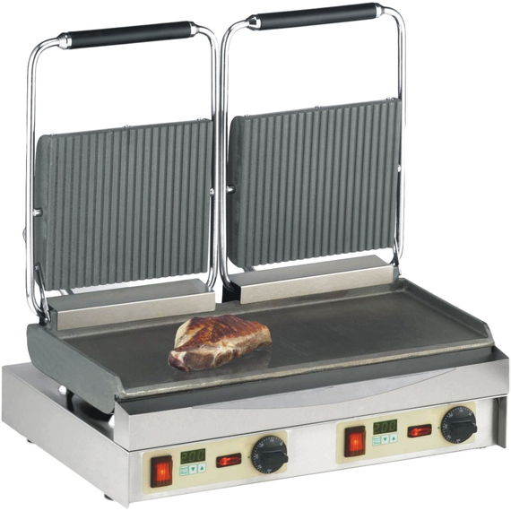 11-80421DT.jpg Neumärker Kamtschatka-Grill oben geriffelt + unten glatt, mit Digitaltimern – Bild 1
