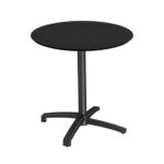 Feros X Cross - Terrassentisch Schwarz Gestell + schwarze HPL-Platte Ø70 cm, Schwarz + Schwarz