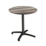 Feros X Cross - Terrassentisch Schwarz Gestell + Tropenholz HPL-Platte Ø70 cm, Schwarz + Tropenholz