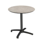 Feros X Cross - Terrassentisch Schwarz Gestell + Moonstone HPL-Platte Ø70 cm, Schwarz + Moonstone