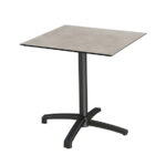 Feros X Cross - Terrassentisch Schwarz Gestell + Moonstone HPL-Platte 70x70 cm, Schwarz + Moonstone