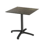 Feros X Cross - Terrassentisch Schwarz Gestell + Riverwashed Holz HPL-Platte 70x70 cm, Schwarz + Riverwashed Holz
