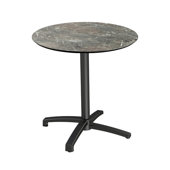 110031570-xcross-black-galaxy-marble.jpg Feros X Cross - Terrassentisch Schwarz Gestell + Galaxy-Marmor HPL-Platte Ø70 cm, Schwarz + Galaxy Marmor – Bild 1