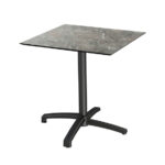 Feros X Cross - Terrassentisch Schwarz Gestell + Galaxy-Marmor HPL-Platte 70x70 cm, Schwarz + Galaxy Marmor