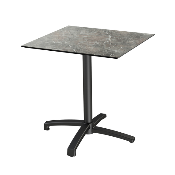 110031577-xcross-black-galaxy-marble.jpg Feros X Cross - Terrassentisch Schwarz Gestell + Galaxy-Marmor HPL-Platte 70x70 cm, Schwarz + Galaxy Marmor – Bild 1