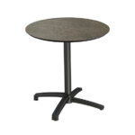 Feros X Cross -Terrassentisch Schwarz Gestell + Midnight-Marmor HPL-Platte Ø70 cm, Schwarz + Midnight Marmor