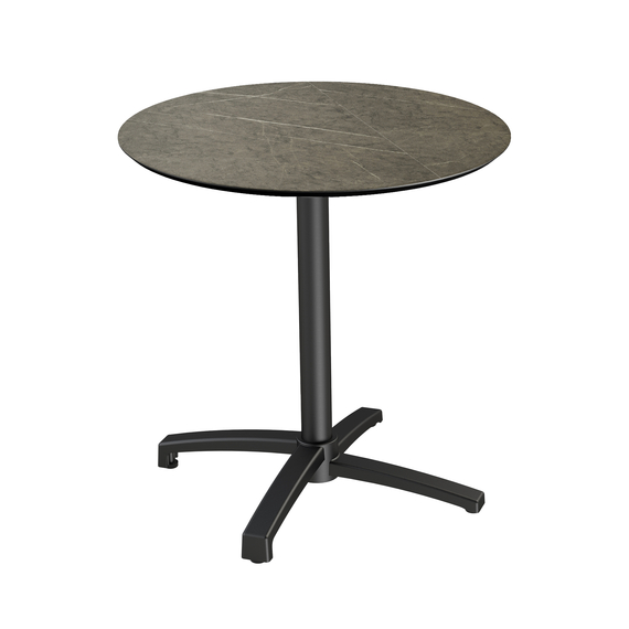 110031670-xcross-black-midnight-marble.jpg Feros X Cross -Terrassentisch Schwarz Gestell + Midnight-Marmor HPL-Platte Ø70 cm, Schwarz + Midnight Marmor – Bild 1