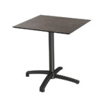 Feros X Cross - Terrassentisch Schwarz Gestell + Midnight-Marmor HPL-Platte 70x70 cm, Schwarz + Midnight Marmor