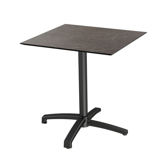 110031677-xcross-black-midnight-marble.jpg Feros X Cross - Terrassentisch Schwarz Gestell + Midnight-Marmor HPL-Platte 70x70 cm, Schwarz + Midnight Marmor – Bild 1
