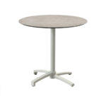Feros X Cross - Terrassentisch sandfarbenes Gestell + Moonstone HPL-Platte Ø70 cm, Sand + Moonstone