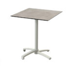 Feros X Cross - Terrassentisch sandfarbenes Gestell + Moonstone HPL-Platte 70x70 cm, Sand + Moonstone