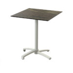 Feros X Cross - Terrassentisch sandfarbenes Gestell + Riverwashed Holz HPL-Platte 70x70 cm, Sand + Riverwashed
