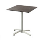 Feros X Cross - Terrassentisch sandfarbenes Gestell + Midnight-Marmor HPL-Platte 70x70 cm, Sand + Midnight Marmor