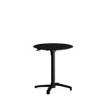 Feros X Cross - Höhenverstellbares schwarz Tischgestell + Schwarze HPL-Tischplatte Ø70 cm, Schwarz + Schwarz