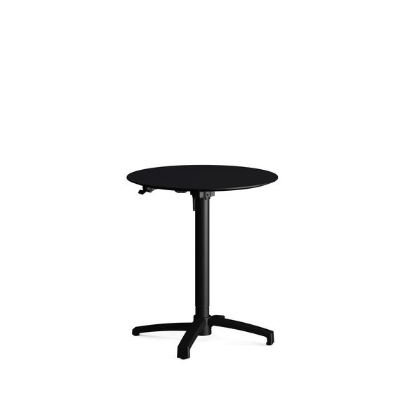 110101070-xcross-height-adjustable-table-black_black-1.jpg Feros X Cross - Höhenverstellbares schwarz Tischgestell + Schwarze HPL-Tischplatte Ø70 cm, Schwarz + Schwarz – Bild 1