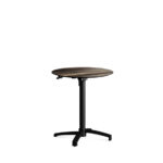Feros X Cross - Höhenverstellbares schwarz Tischgestell + Tropical Wood HPL-Tischplatte Ø70 cm, Schwarz + Tropical Wood
