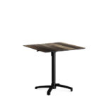 Feros X Cross - Höhenverstellbares schwarz Tischgestell + Tropical Wood HPL-Tischplatte 70x70 cm, Schwarz + Tropical Wood