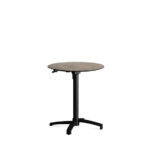 Feros X Cross - Höhenverstellbares schwarz Tischgestell + Moonstone HPL-Tischplatte Ø70 cm, Schwarz + Moonstone