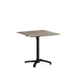 Feros X Cross - Höhenverstellbares schwarz Tischgestell + Moonstone HPL-Tischplatte 70x70 cm, Schwarz + Moonstone