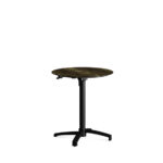 Feros X Cross - Höhenverstellbares schwarz Tischgestell + Riverwashed Wood HPL-Tischplatte Ø70 cm, Schwarz + Riverwashed Wood