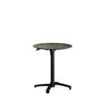 Feros X Cross - Höhenverstellbares schwarz Tischgestell + Galaxy Marble HPL-Tischplatte Ø70 cm, Schwarz + Galaxy Marble