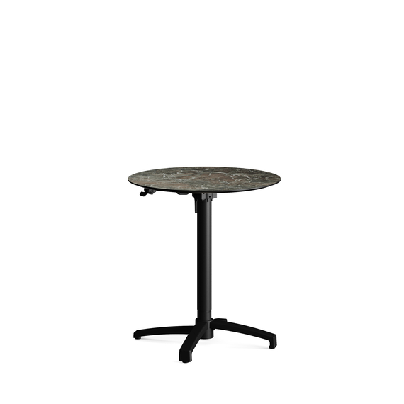 110101570-xcross-height-adjustable-table-black_galaxymarble_1.jpg Feros X Cross - Höhenverstellbares schwarz Tischgestell + Galaxy Marble HPL-Tischplatte Ø70 cm, Schwarz + Galaxy Marble – Bild 1