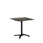 Feros X Cross - Höhenverstellbares schwarz Tischgestell + Galaxy Marble HPL-Tischplatte 70x70 cm, Schwarz + Galaxy Marble