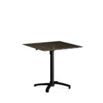 Feros X Cross - Höhenverstellbares schwarz Tischgestell + Midnight Marble HPL-Tischplatte 70x70 cm, Schwarz + Midnight Marble
