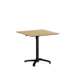 Feros X Cross - Höhenverstellbares schwarz Tischgestell + Teak wood HPL-Tischplatte 70x70 cm, Schwarz + Teak wood