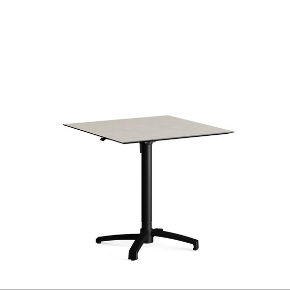 110101877-xcross-height-adjustable-table-black_sandstone_1.jpg Feros X Cross - Höhenverstellbares schwarz Tischgestell + Sand stone HPL-Tischplatte 70x70 cm, Schwarz + Sand stone – Bild 1