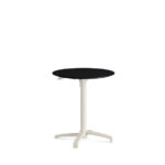 Feros X Cross - Höhenverstellbares sand Tischgestell + Schwarze HPL-Tischplatte Ø70 cm, Sand + Schwarz
