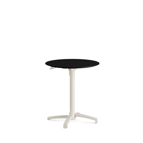 110151070-xcross-height-adjustable-table-sand_black_1.jpg Feros X Cross - Höhenverstellbares sand Tischgestell + Schwarze HPL-Tischplatte Ø70 cm, Sand + Schwarz – Bild 1