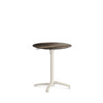 Feros X Cross - Höhenverstellbares sand Tischgestell + Tropical Wood HPL-Tischplatte Ø70 cm, Sand + Tropical Wood