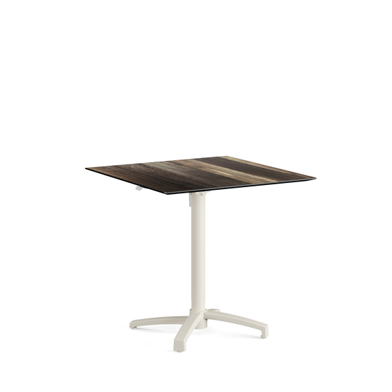 110151277-xcross-height-adjustable-table-sand_tropicalwood_1.jpg Feros X Cross - Höhenverstellbares sand Tischgestell + Tropical Wood HPL-Tischplatte 70x70 cm, Sand + Tropical Wood – Bild 1