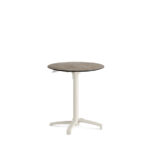 Feros X Cross - Höhenverstellbares sand Tischgestell + Moonstone HPL-Tischplatte Ø70 cm, Sand + Moonstone