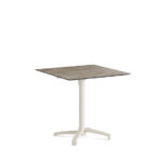 Feros X Cross - Höhenverstellbares sand Tischgestell + Moonstone HPL-Tischplatte 70x70 cm, Sand + Moonstone