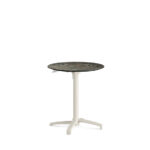 Feros X Cross - Höhenverstellbares sand Tischgestell + Galaxy Marble HPL-Tischplatte Ø70 cm, Sand + Galaxy Marble