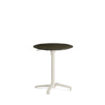 Feros X Cross - Höhenverstellbares sand Tischgestell + Midnight Marble HPL-Tischplatte Ø70 cm, Sand + Midnight Marble