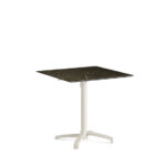Feros X Cross - Höhenverstellbares sand Tischgestell + Midnight Marble HPL-Tischplatte 70x70 cm, Sand + Midnight Marble