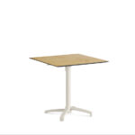 Feros X Cross - Höhenverstellbares sand Tischgestell + Teak wood HPL-Tischplatte 70x70 cm, Sand + Teak wood