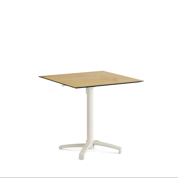 110151777-xcross-height-adjustable-table-sand_teakwood_1.jpg Feros X Cross - Höhenverstellbares sand Tischgestell + Teak wood HPL-Tischplatte 70x70 cm, Sand + Teak wood – Bild 1