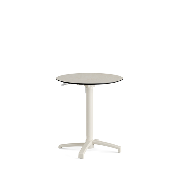 110151870-xcross-height-adjustable-table-sand_sandstone_1.jpg Feros X Cross - Höhenverstellbares sand Tischgestell + Sand stone HPL-Tischplatte Ø70 cm, Sand + Sand stone – Bild 1