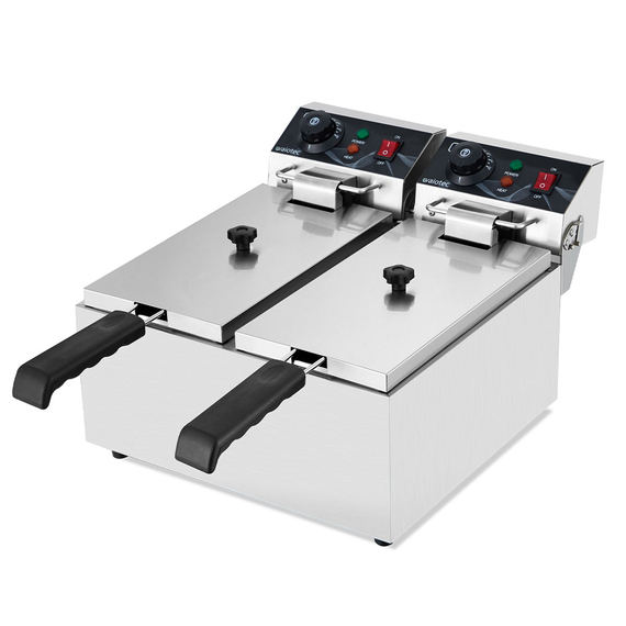 11032-1.jpg Vaiotec Elektro Fritteuse 2 Becken 6+6 Liter, 390 x 440 mm – Bild 1