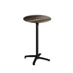 Feros X Cross - Tischgestell hoch schwarz + Tropical Wood HPL-Tischplatte Ø70 cm, Schwarz + Tropical Wood