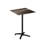 Feros X Cross - Tischgestell hoch schwarz + Tropical Wood HPL-Tischplatte 70x70 cm, Schwarz + Tropical Wood