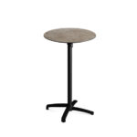 Feros X Cross - Tischgestell hoch schwarz + Moonstone HPL-Tischplatte Ø70 cm, Schwarz + Moonstone